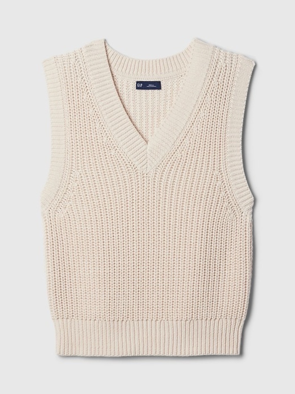 GAP Cream Knit V-Neck Sweater Vest